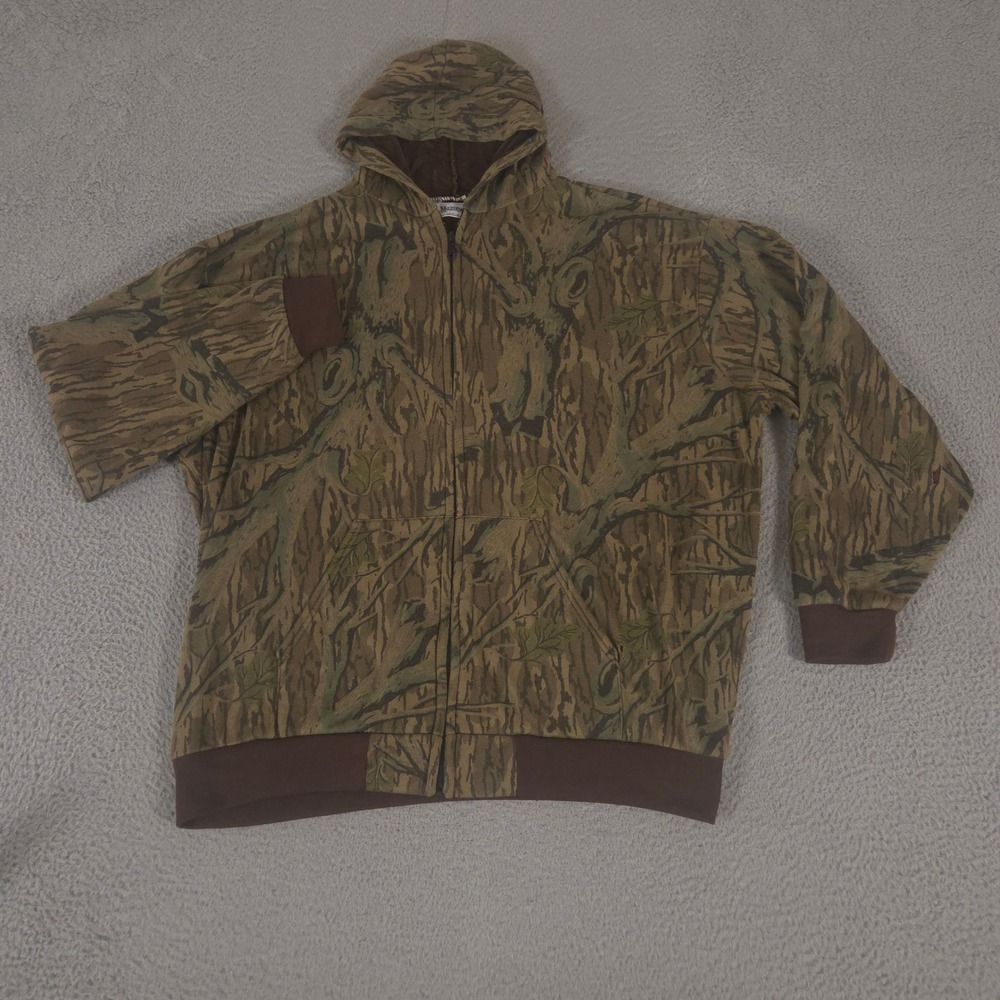 VINTAGE Muleskins Jacket Mens XL Brown Mossy Oak Treestand Camo Full Zip 90s